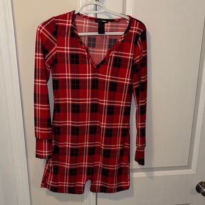 Red Plaid Long Sleeve Dress